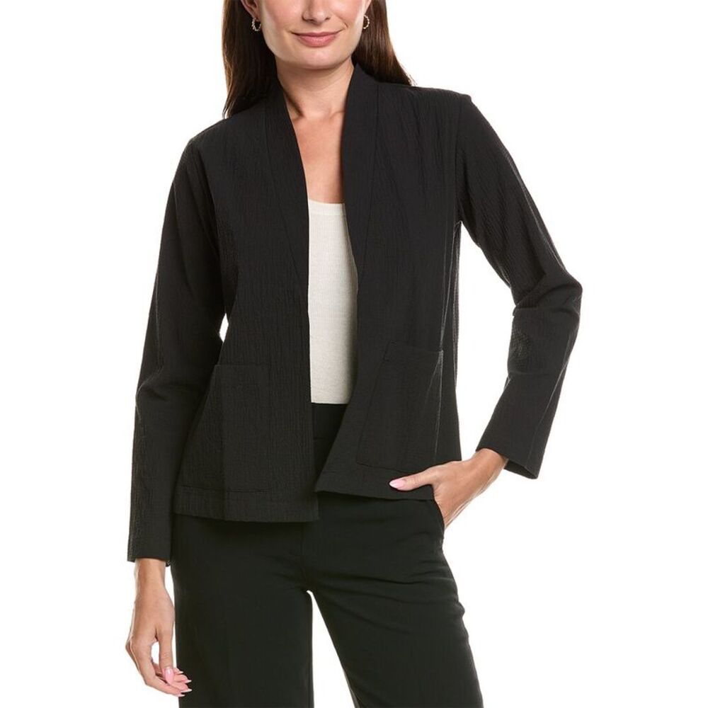 Eileen Fisher Womens  Petite High Collar Jacket, Black